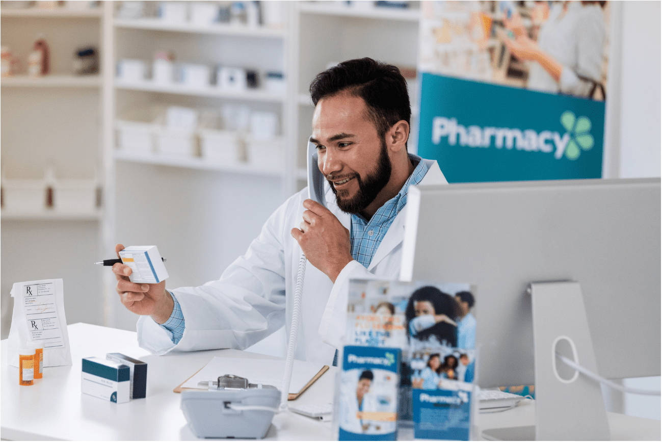 A pharmacist on the phone