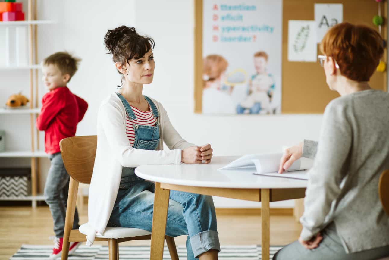 A mother consults a physician.